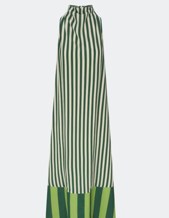  사이먼밀러 롱 원피스 사이먼 밀러 모나 크레이프 드레스 그린 스트라이프 - SIMONMILLER