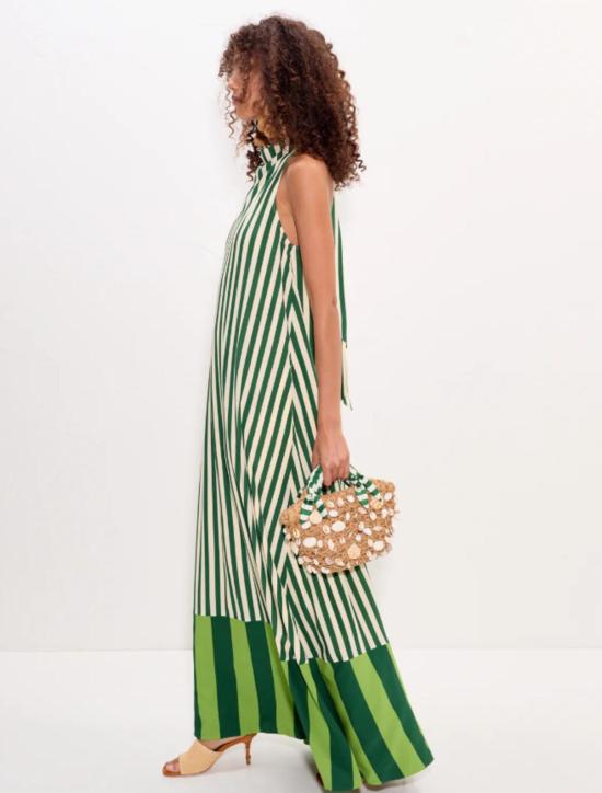  사이먼밀러 롱 원피스 사이먼 밀러 모나 크레이프 드레스 그린 스트라이프 - SIMONMILLER