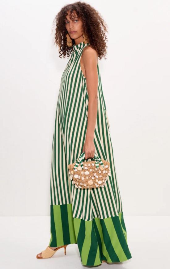  사이먼밀러 롱 원피스 사이먼 밀러 모나 크레이프 드레스 그린 스트라이프 - SIMONMILLER