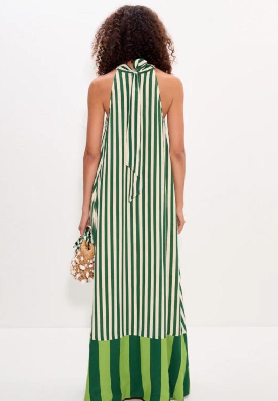  사이먼밀러 롱 원피스 사이먼 밀러 모나 크레이프 드레스 그린 스트라이프 - SIMONMILLER