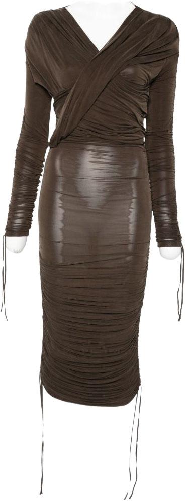 26SS 발망 미디 원피스 GF0R9424JJ778DV BROWN