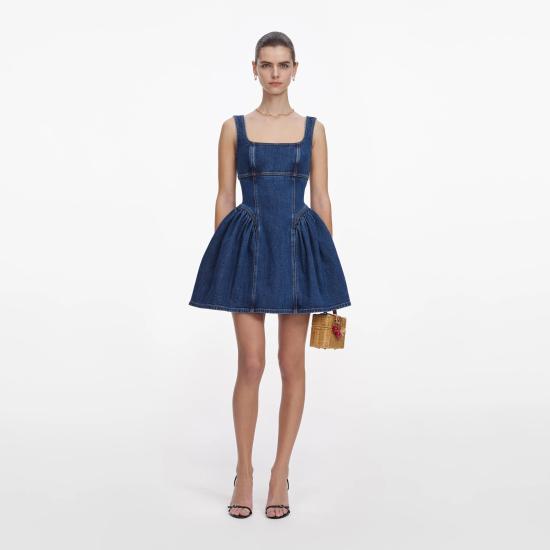 26SS 셀프 포트레이트 데님 원피스 SS26822SABLBLUE