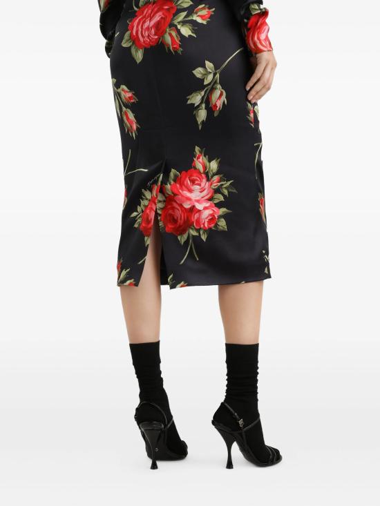 26SS 돌체앤가바나 로즈 부케 프린트 쉬스 드레스 F610FTFSICDHN5ZN BLACK - DOLCE & GABBANA
