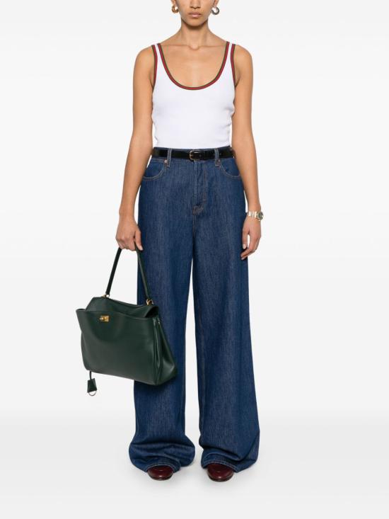 26SS 구찌 웹 코튼 탱크 탑 815851XJG5O9692 WHITE - GUCCI