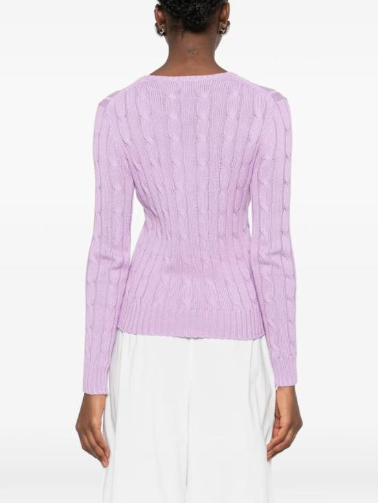 26SS 폴로 랄프로렌 포니 로고 피마코튼 케이블 니트 스웨터 211971869505 PURPLE - POLO RALPH LAUREN