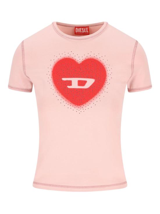 26SS 디젤 Slim heart print 티셔츠 A209800QHHA33L PINK