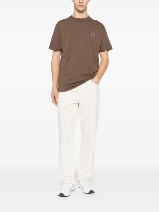 26SS 스톤 아일랜드 오가닉 코튼 저지 피사토 이펙트 티셔츠 L1S152100026S0057V007C BROWN - STONE ISLAND