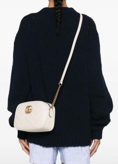 26SS 구찌 GG 마몽 마틀라세 스몰 체인 숄더백 447632DTD1T9022 WHITE - GUCCI