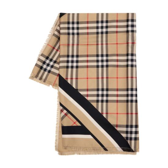 26SS 버버리 체크 나이트 스탬프 실크 스카프 8114225A2021 BEIGE - BURBERRY