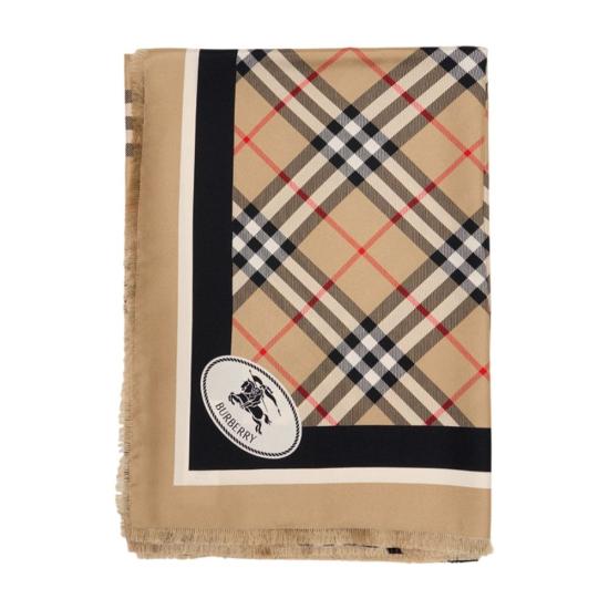 26SS 버버리 체크 나이트 스탬프 실크 스카프 8114225A2021 BEIGE