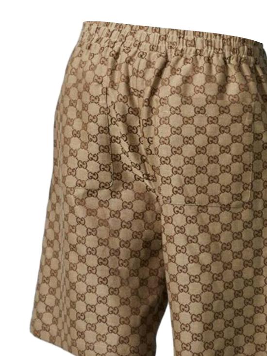 26SS 구찌 GG 슈프림 리넨 쇼츠 742781 Z8BIX2580 CAMEL EBONY - GUCCI