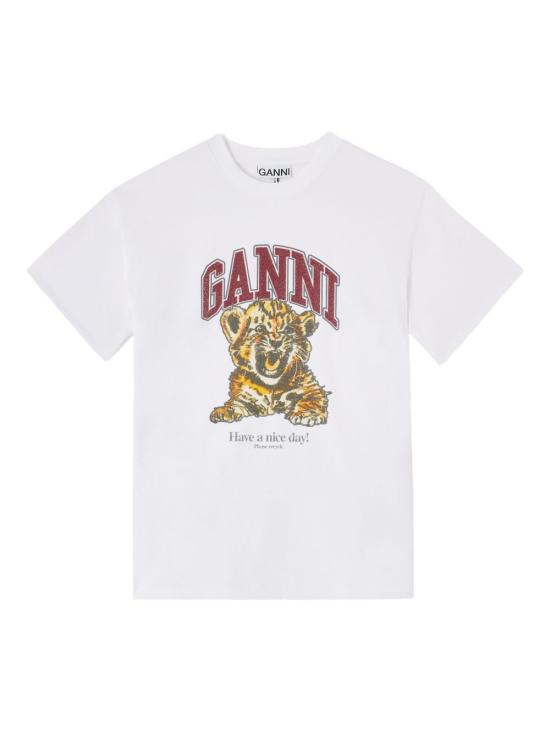 26SS 가니 코튼 저지 비디드 타이거 티셔츠 A1050060151 WHITE