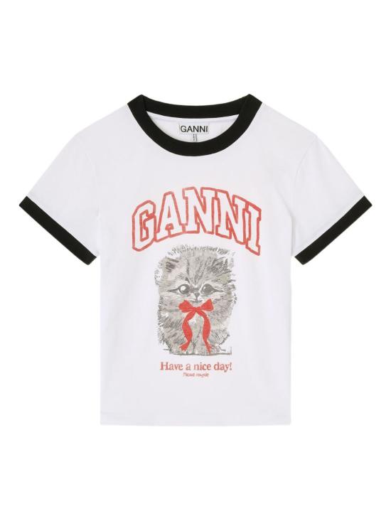 26SS 가니 키티 크롭 티셔츠 A1050030151 WHITE