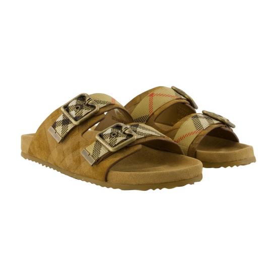 26SS 버버리 체크 스웨이드 어친 샌들 8121958C1824 BROWN - BURBERRY