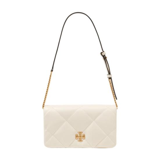 26SS 토리버치 키라 다이아몬드 퀼트 체인 월렛 158624101 WHITE