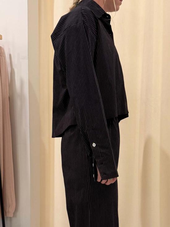  WAVEKELLY PRIVATE LABEL 셔츠 웨이브켈리 프라이빗 라벨 업사이클 크롭 팝 셔츠 포플린 핀스트라이프 - OTHER BRANDS