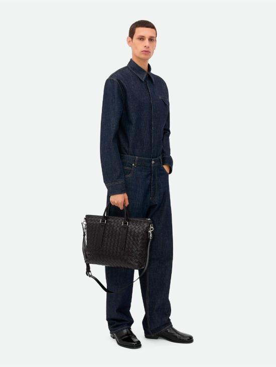 25SS 보테가베네타 인트레치아토 소프트 브리프케이스 815784V2HL1 8803 BLACK - BOTTEGA VENETA