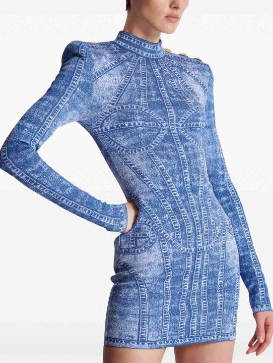  발망 숏 원피스 EF1R8237KH806FF Blue - BALMAIN