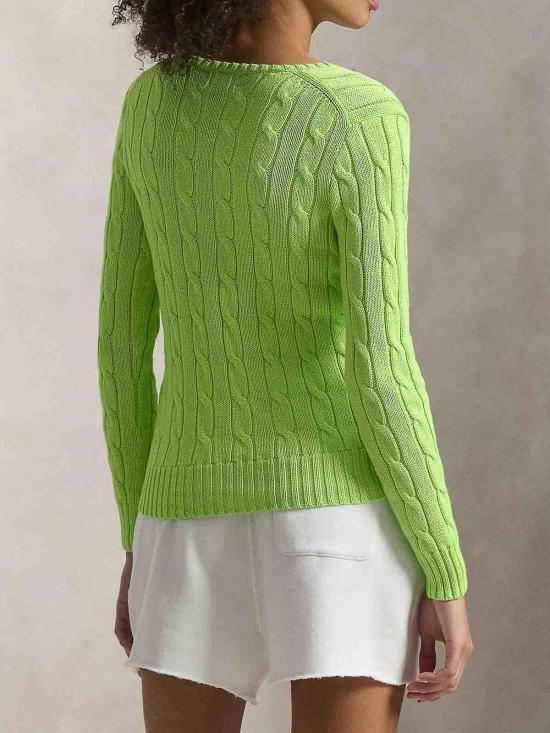 26SS 폴로 랄프로렌 포니로고 피마 코튼 케이블 니트 V넥 스웨터 211971870505 Green - POLO RALPH LAUREN