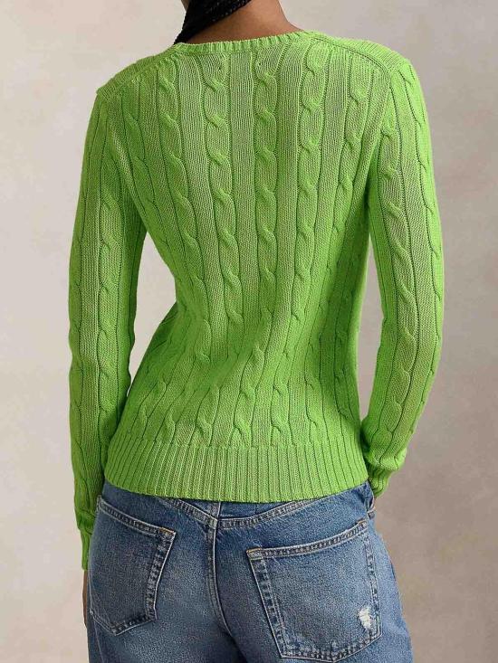 26SS 폴로 랄프로렌 포니 로고 피마코튼 케이블 니트 스웨터 211971869504 Green - POLO RALPH LAUREN