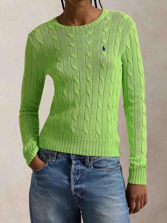26SS 폴로 랄프로렌 포니 로고 피마코튼 케이블 니트 스웨터 211971869504 Green - POLO RALPH LAUREN