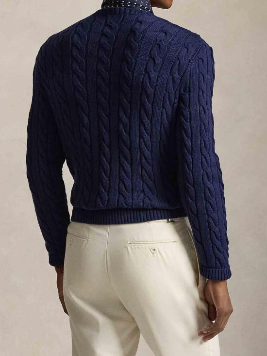 26SS 폴로 랄프로렌 로고 자수 케이블 니트 스웨터 710775885536 Blue - POLO RALPH LAUREN