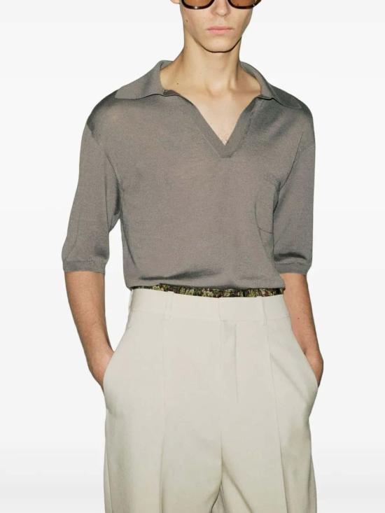 25SS 생로랑 폴로 티셔츠 821733Y77AS1021 Taupe - SAINT LAURENT