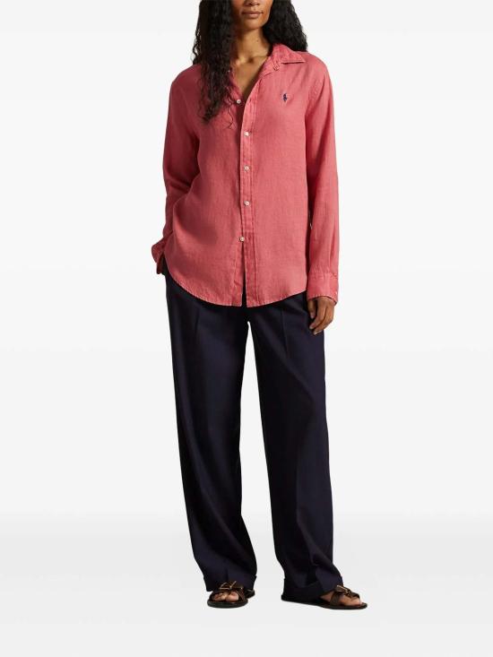 25FW 폴로 랄프로렌 포니 자수 리넨 셔츠 (211970730009) 211970730505 Dark Red - POLO RALPH LAUREN