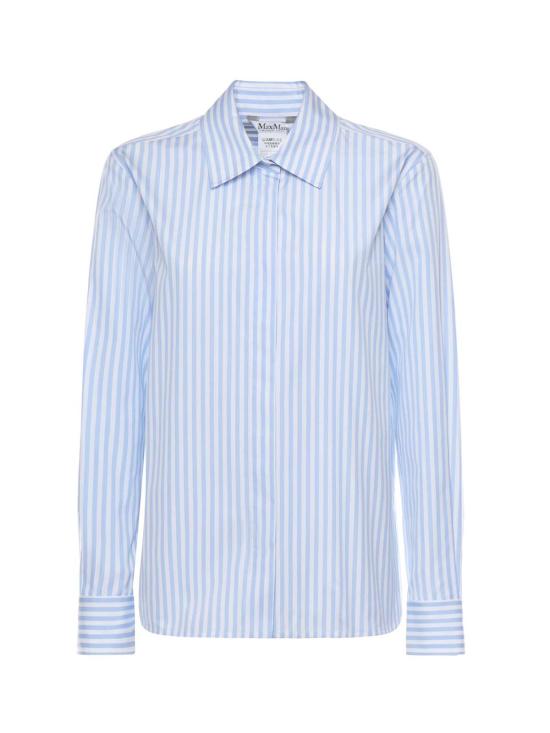  막스마라 셔츠 스트라이프 포플린 셔츠 블루