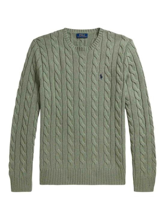 26SS 폴로 랄프로렌 로고 자수 케이블 니트 스웨터 710775885528 Green