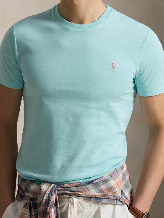 26SS 랄프 로렌 반팔 티셔츠 티셔츠 지로콜로 커스텀 슬림핏 아쿠아 - RALPH LAUREN