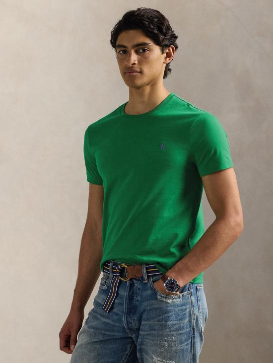 26SS 랄프 로렌 반팔 티셔츠 티셔츠 Girocollo 커스텀 슬림핏 Verde Prato