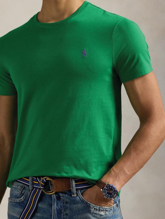 26SS 랄프 로렌 반팔 티셔츠 티셔츠 Girocollo 커스텀 슬림핏 Verde Prato - RALPH LAUREN