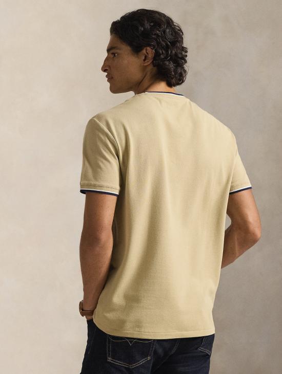 26SS 랄프 로렌 반팔 티셔츠 저지 메쉬 소재의 클래식 핏 베이지 티셔츠 - RALPH LAUREN