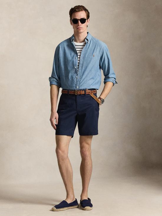 26SS 랄프 로렌 숏팬츠 Cotone Stretch Blu 소재의 쇼트 치노 - RALPH LAUREN