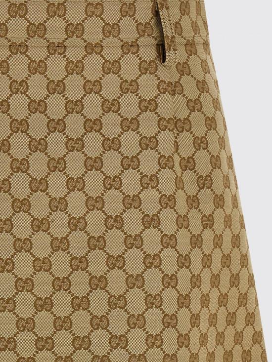 26SS 구찌 GG 코튼 캔버스 패브릭 미디 스커트 864256ZAUSC 2061 Sand - GUCCI