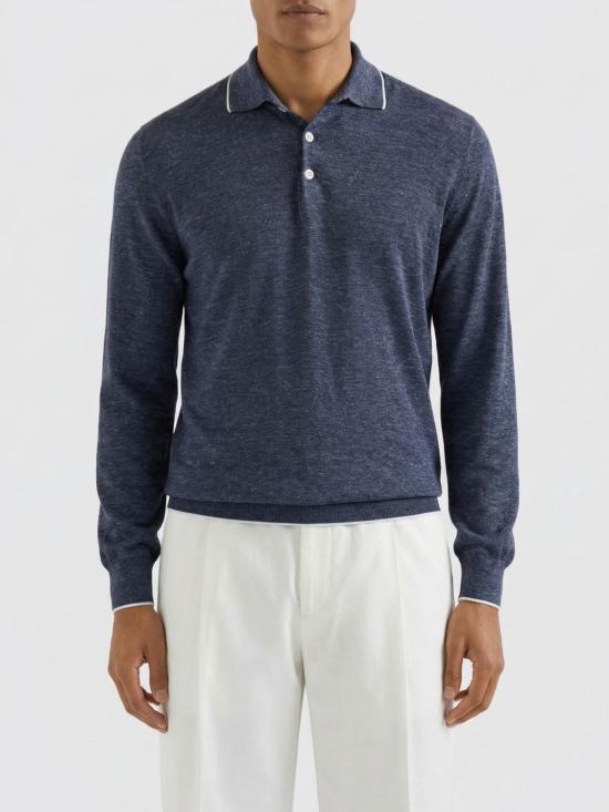 26SS 브루넬로 쿠치넬리 폴로 티셔츠 MHS805905 CKL07 Blue