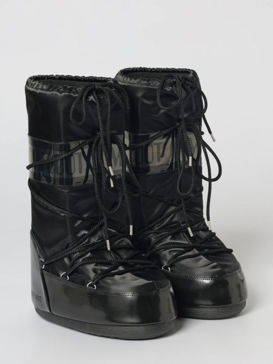 26SS 문부츠 아이콘 글랜스 플래티넘 새틴 부츠 80D1401680 N001 Black - MOON BOOT