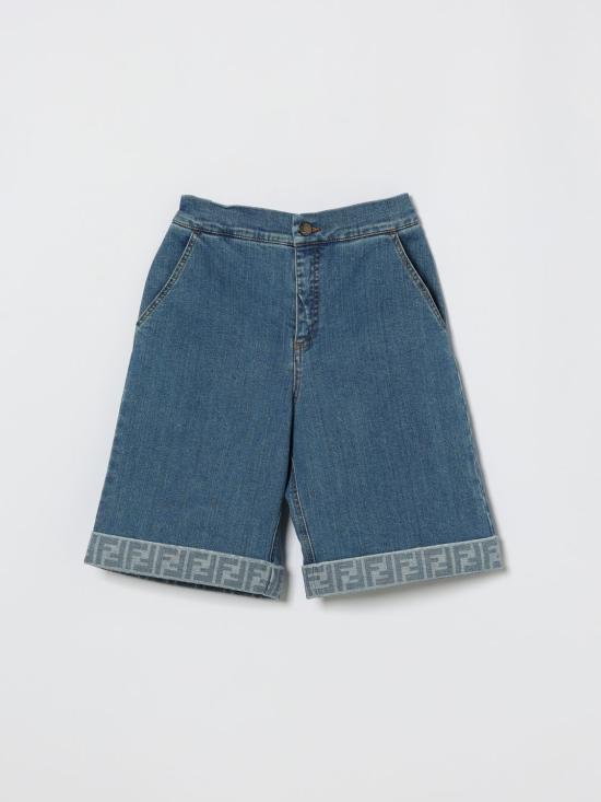26SS [키즈] 펜디 데님 숏팬츠 JMF567AVVU F0QG0 Blue