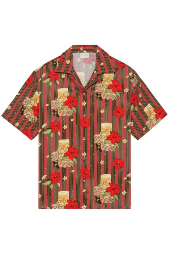 26SS 드롤드무슈 반팔 셔츠 KSH230VI031PK Red