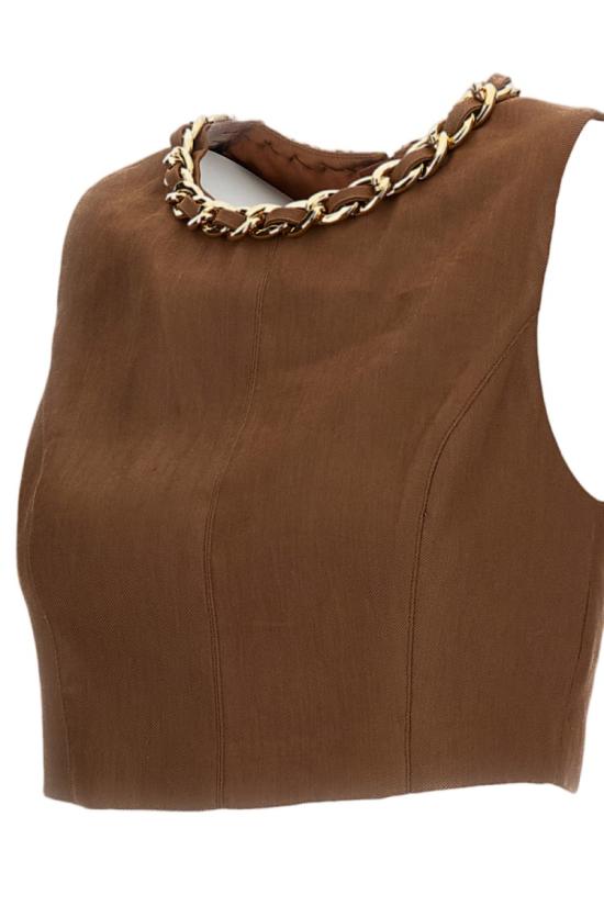 26SS 엘리자베타프랜치 민소매 티셔츠 TO06062E2600 Brown - ELISABETTA FRANCHI