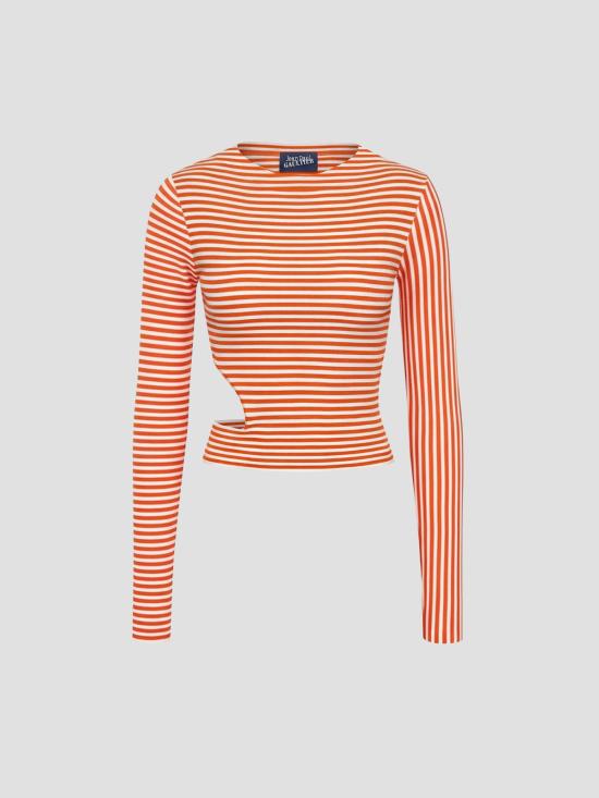 26SS 장 폴 고티에 긴팔 티셔츠 2602WPO051K028 0115 WHITE ORANGE