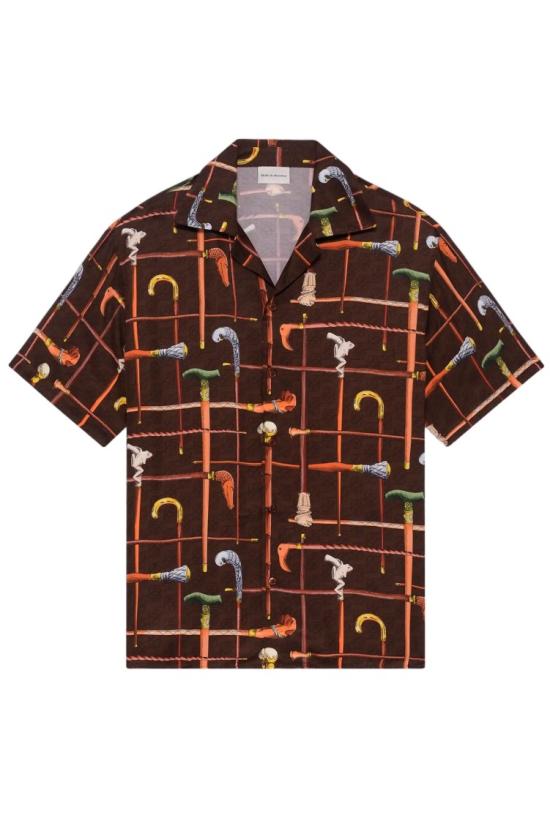 26SS 드롤드무슈 반팔 셔츠 KSH230VI033BN Brown