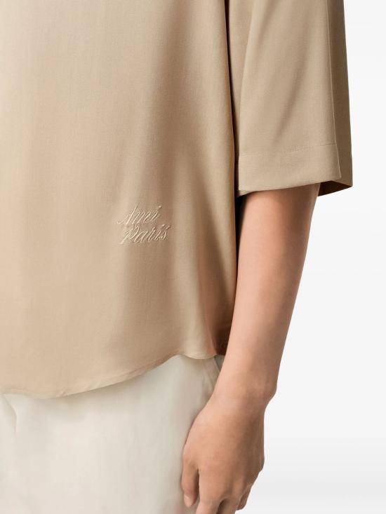 26SS 아미 숏슬리브 자수 아미 파리 박시 셔츠 HSH830VI0036 229 CAFECREME - AMI