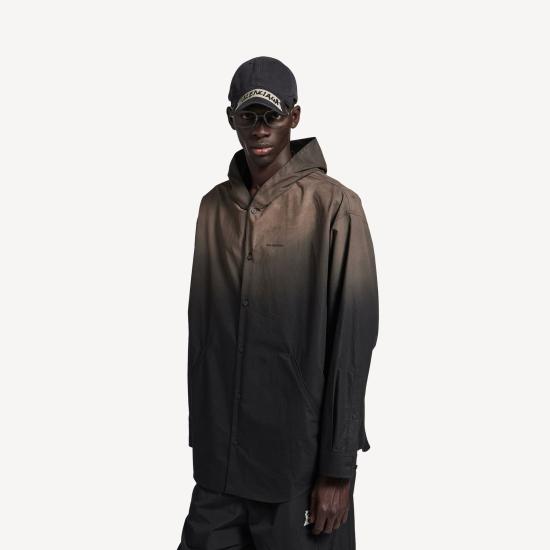 26SS 발렌시아가 후디드 오버사이즈 셔츠 857815TRM28 1000 BLACK - BALENCIAGA