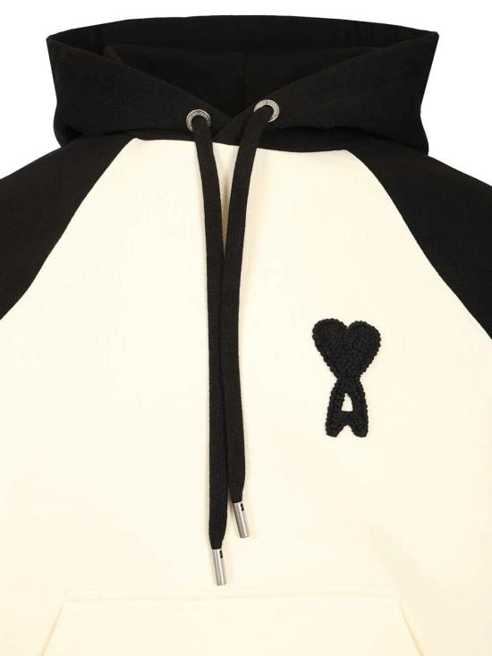 26SS 아미 후드 티셔츠 USW782747 1360 BLANC CREMENOIR 1360 BLANC CREME NOIR - AMI