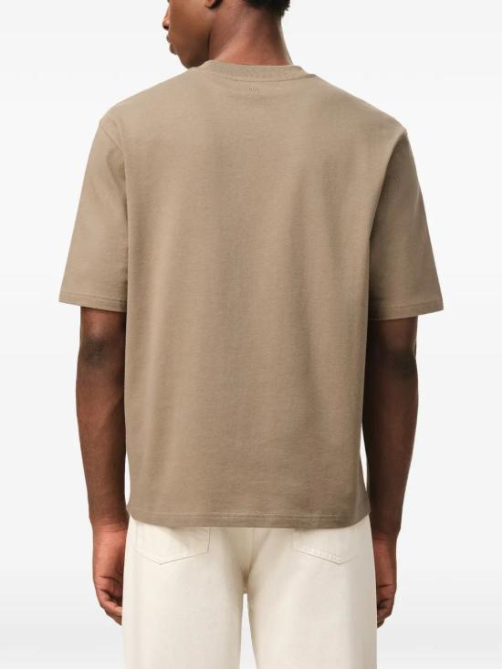 26FW 아미 하트 로고 코튼 자수 티셔츠 UTS341726 A036 BEIGE TAUPE - AMI