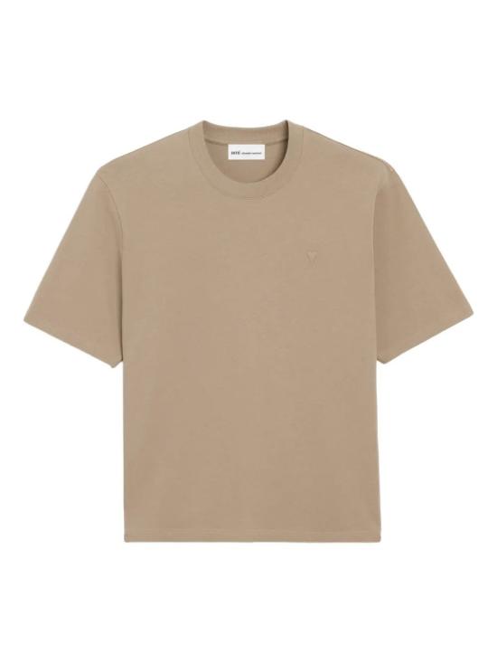 26FW 아미 하트 로고 코튼 자수 티셔츠 UTS341726 A036 BEIGE TAUPE
