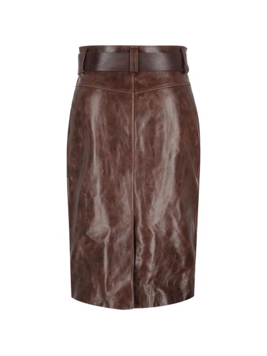 26SS 생로랑 미디 스커트 865021YCVD2 2820 MARRON FONCE - SAINT LAURENT