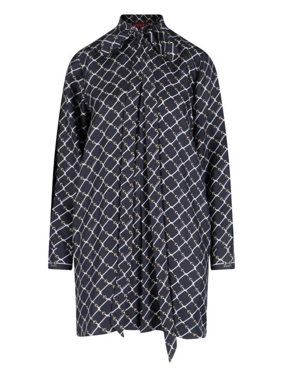 26SS 구찌 프린트 실크 트윌 드레스 853056 ZAUM1 1173 Black